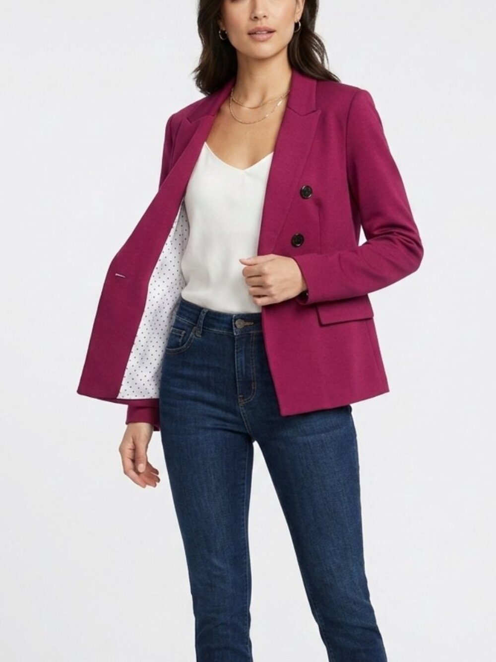 Jules Leopold Magenta Stretch Ponte Single-Button Blazer Size XL